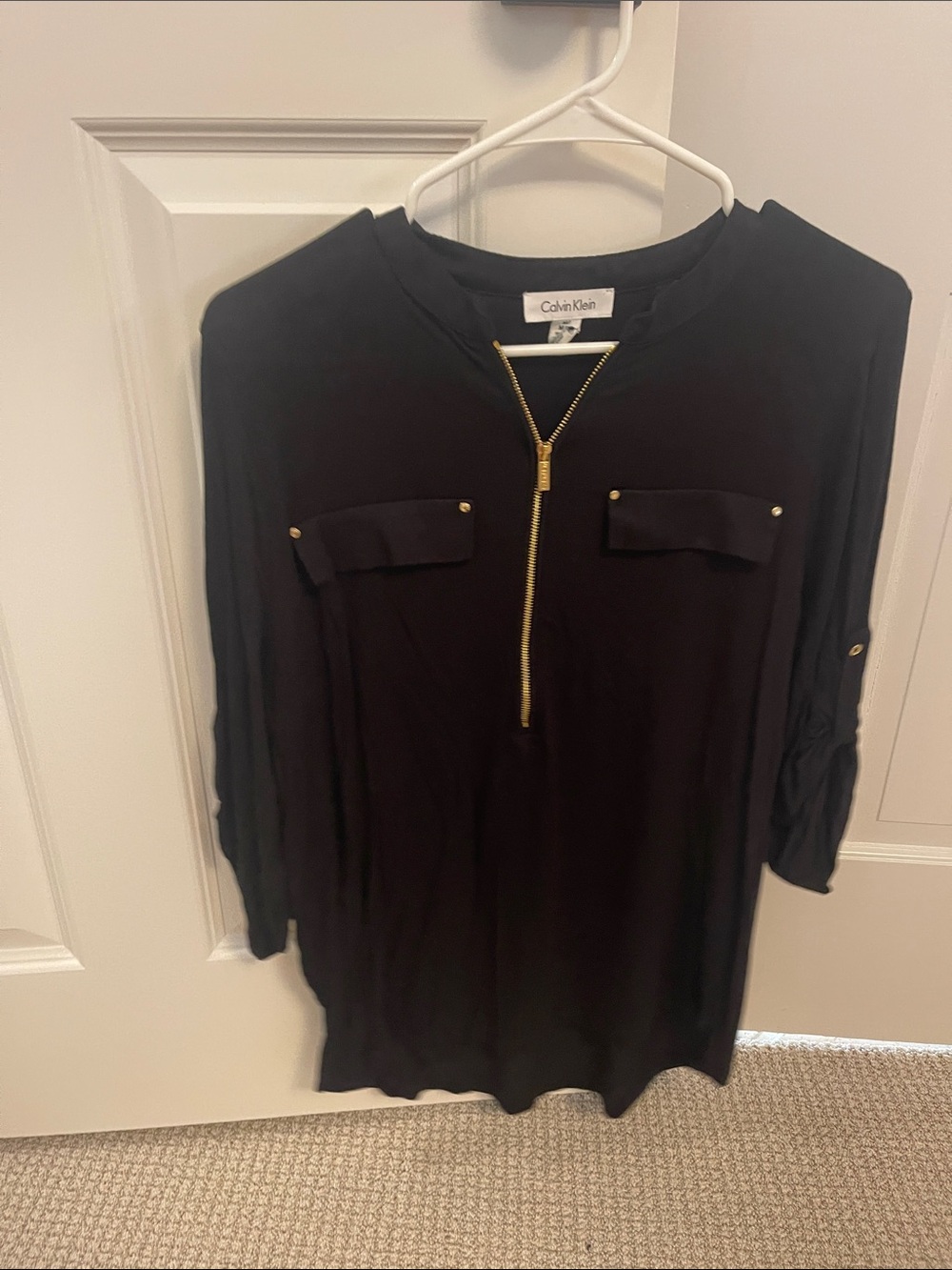 Calvin Klein Black Tunic with Gold Hardware
